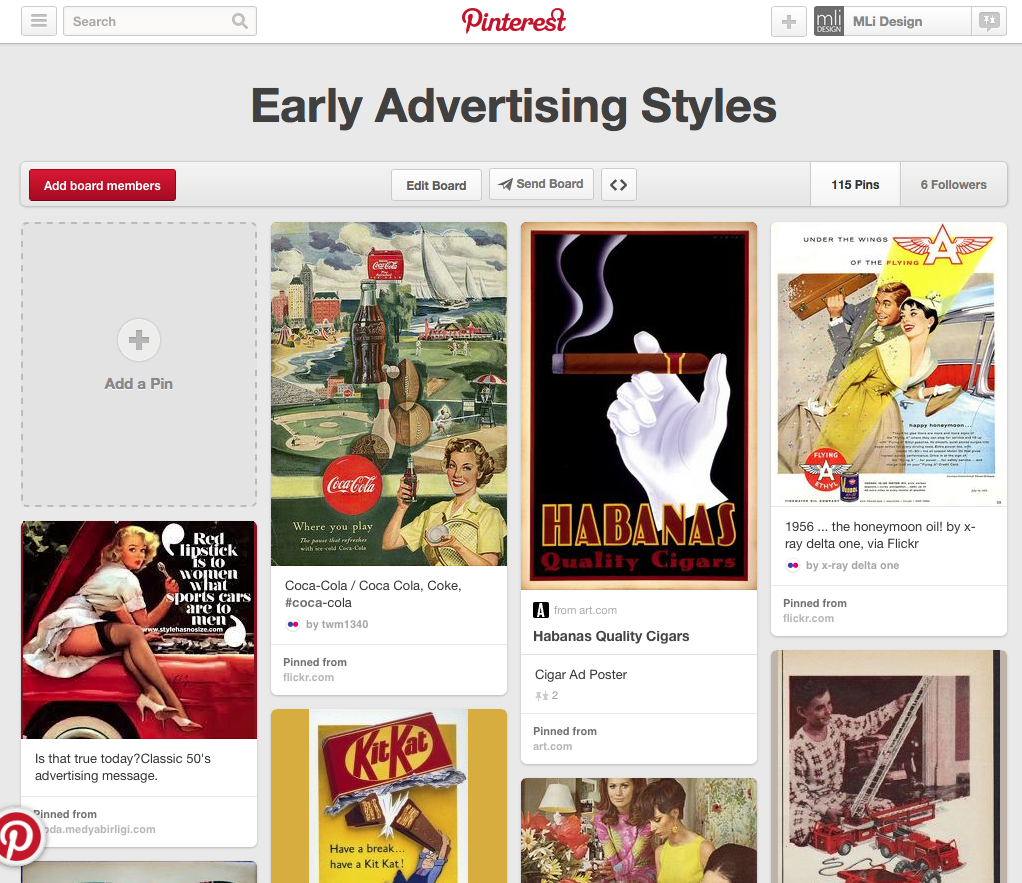 Early Ad Styles - MLi Design Pinterest Site